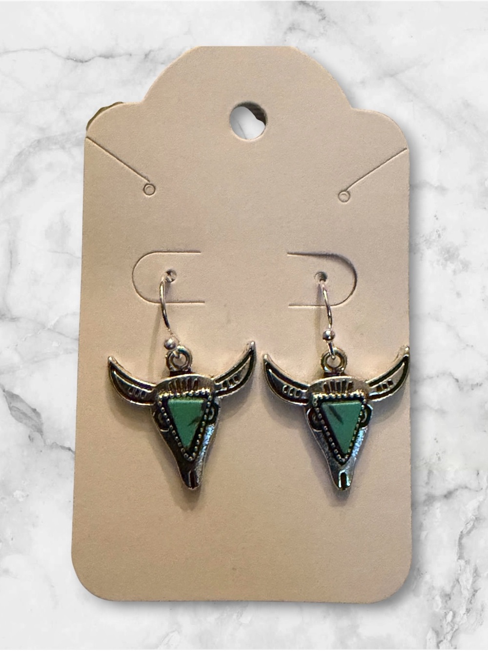 Silver Turquoise Longhorn Drop Earrings - Women Jewelry